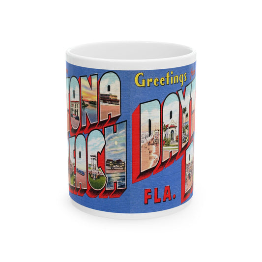 Memebly Vintage Iconic Greetings from Daytona Beach FL Florida Coffee Mug