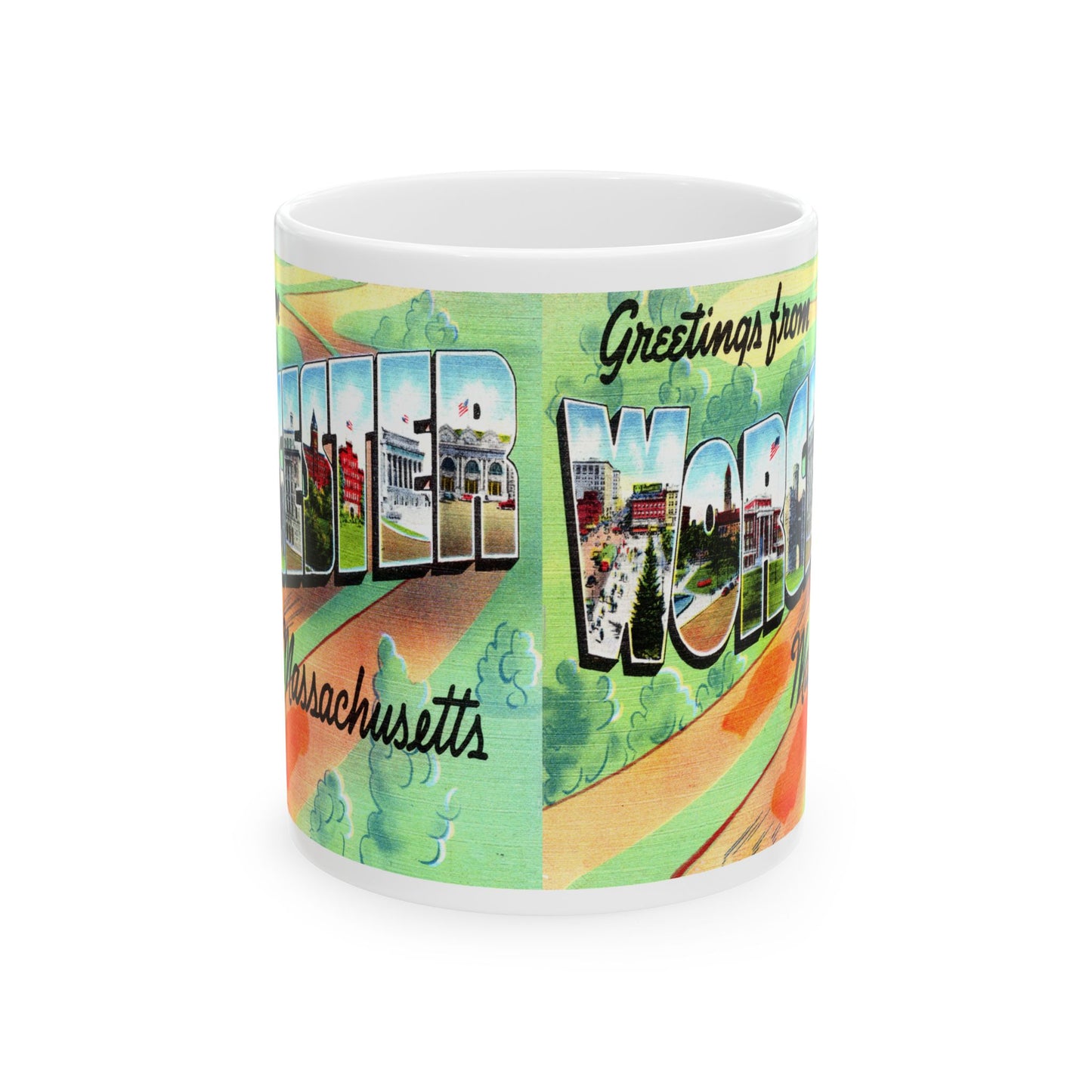 Memebly Retro Greetings from Worcester MA Massachusetts Coffee Mug