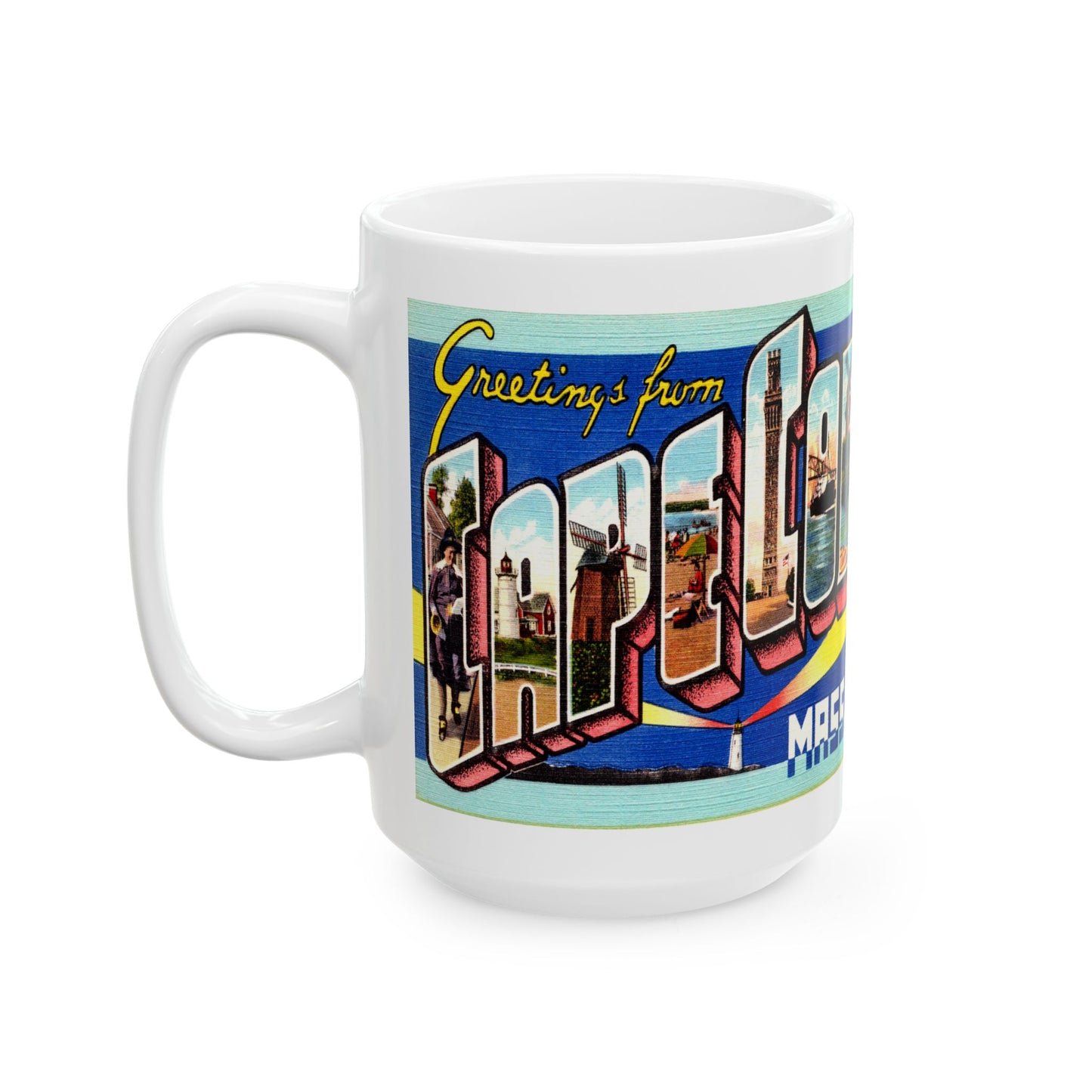 Memebly Vintage Retro Greetings from Cape Cod MA Massachusetts Coffee Mug