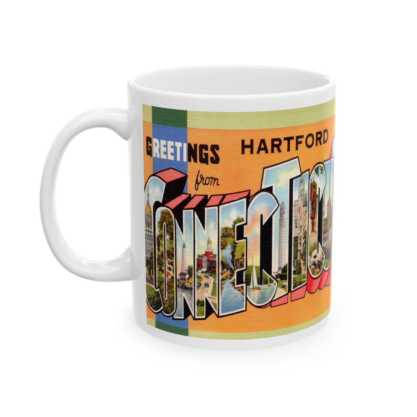 Memebly Colorful Retro Greetings from Hartford CT Coffee Mug