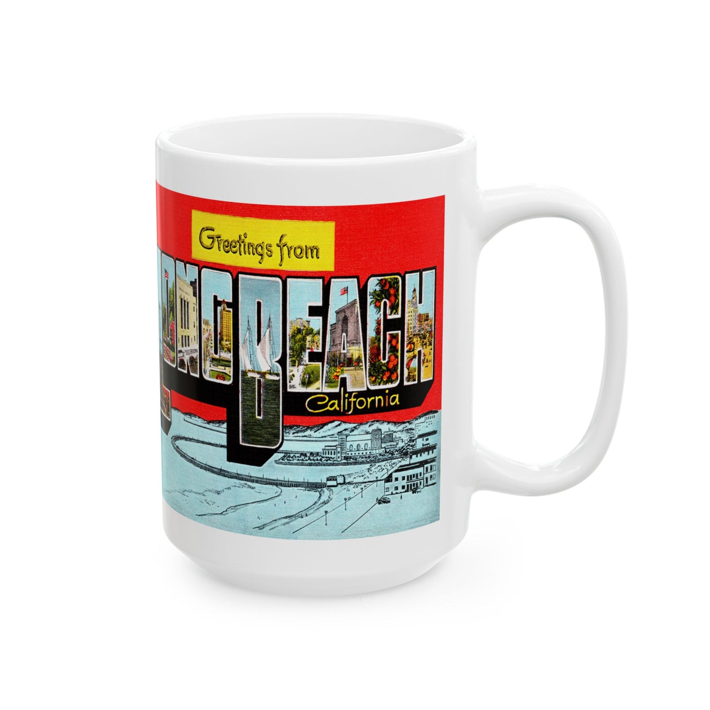 Memebly Retro Greetings from Long Beach CA California Coffee Mug