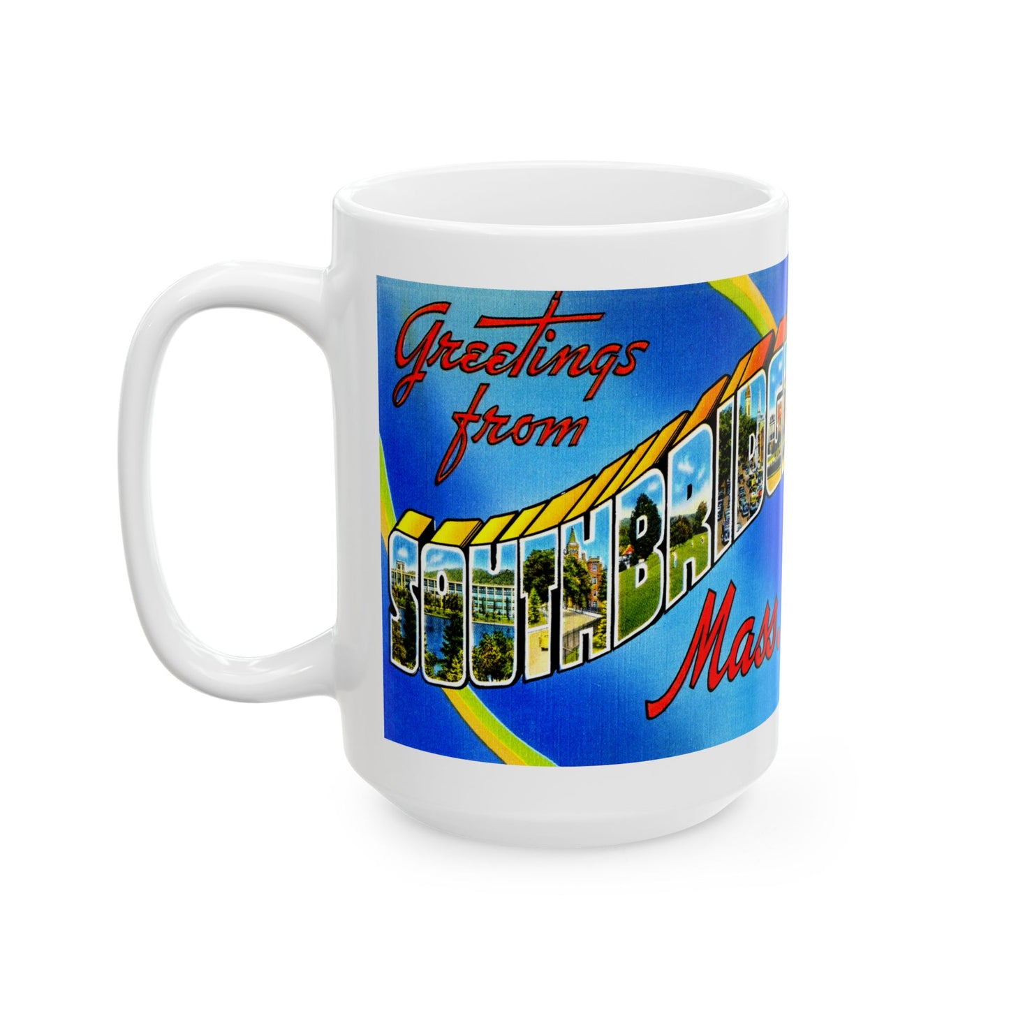 Memebly Vintage Greetings from Southbridge MA Massachusetts Coffee Mug