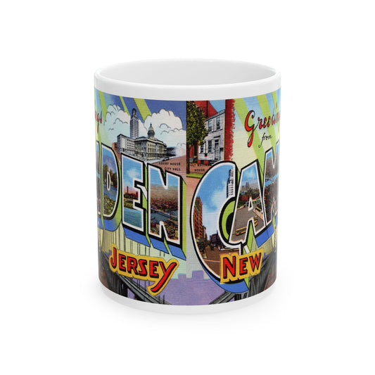 Memebly Vintage Greetings from Camden NJ New Jersey Coffee Mug