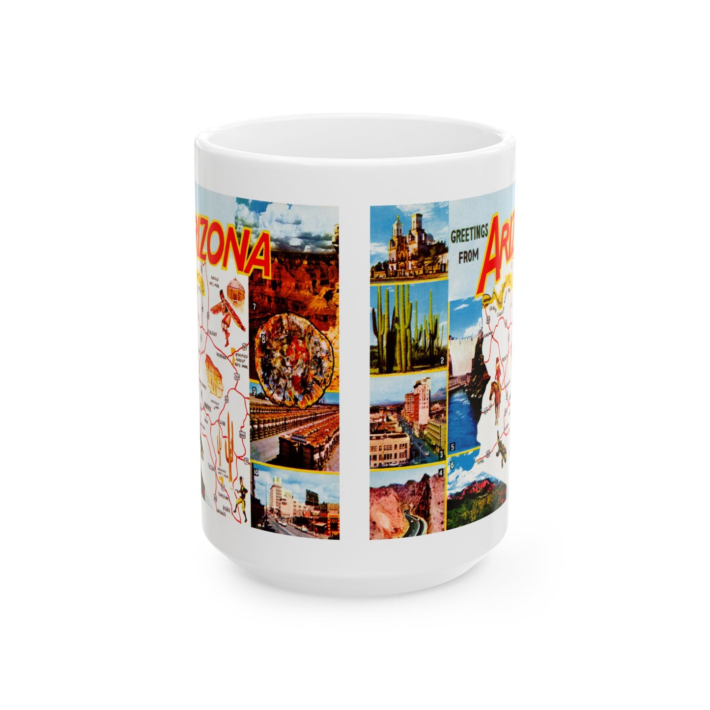 Memebly Vintage Scenic View AZ Arizona Map Coffee Mug