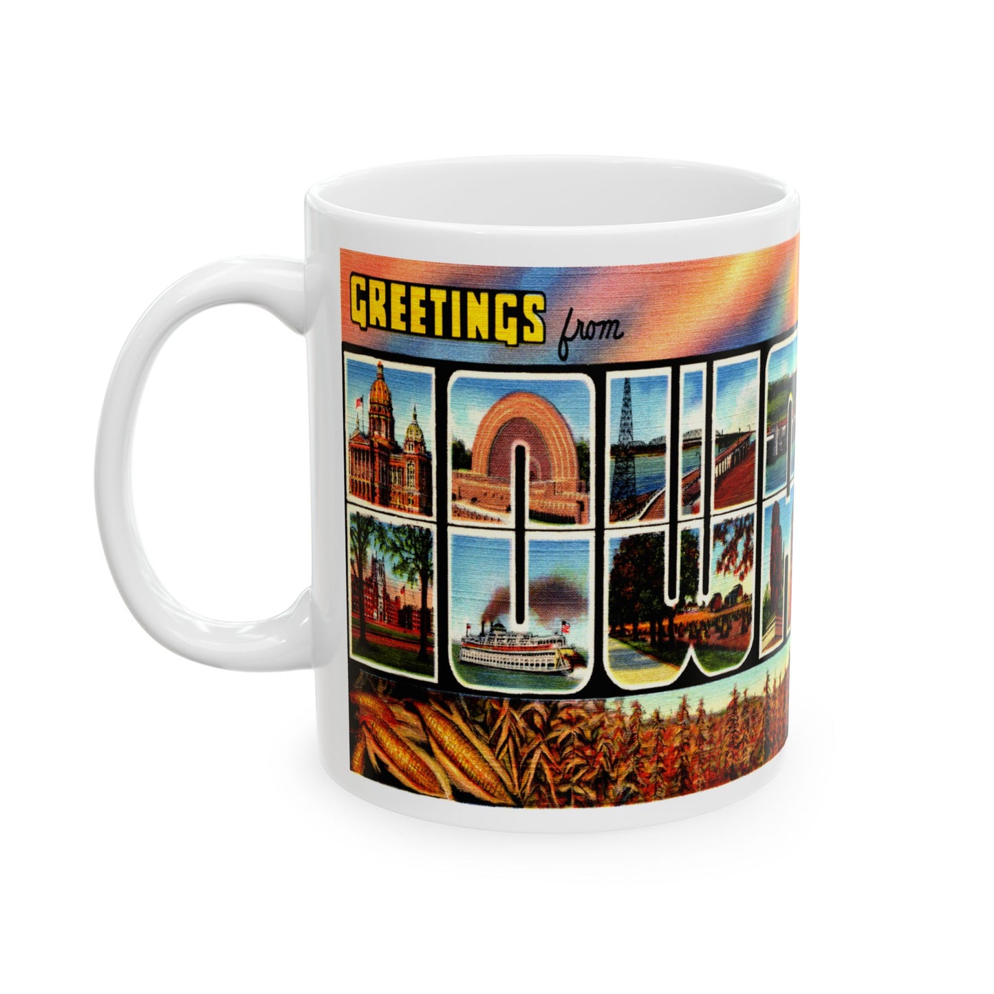 Memebly Scenic Vintage Greetings from Iowa IA Coffee Mug