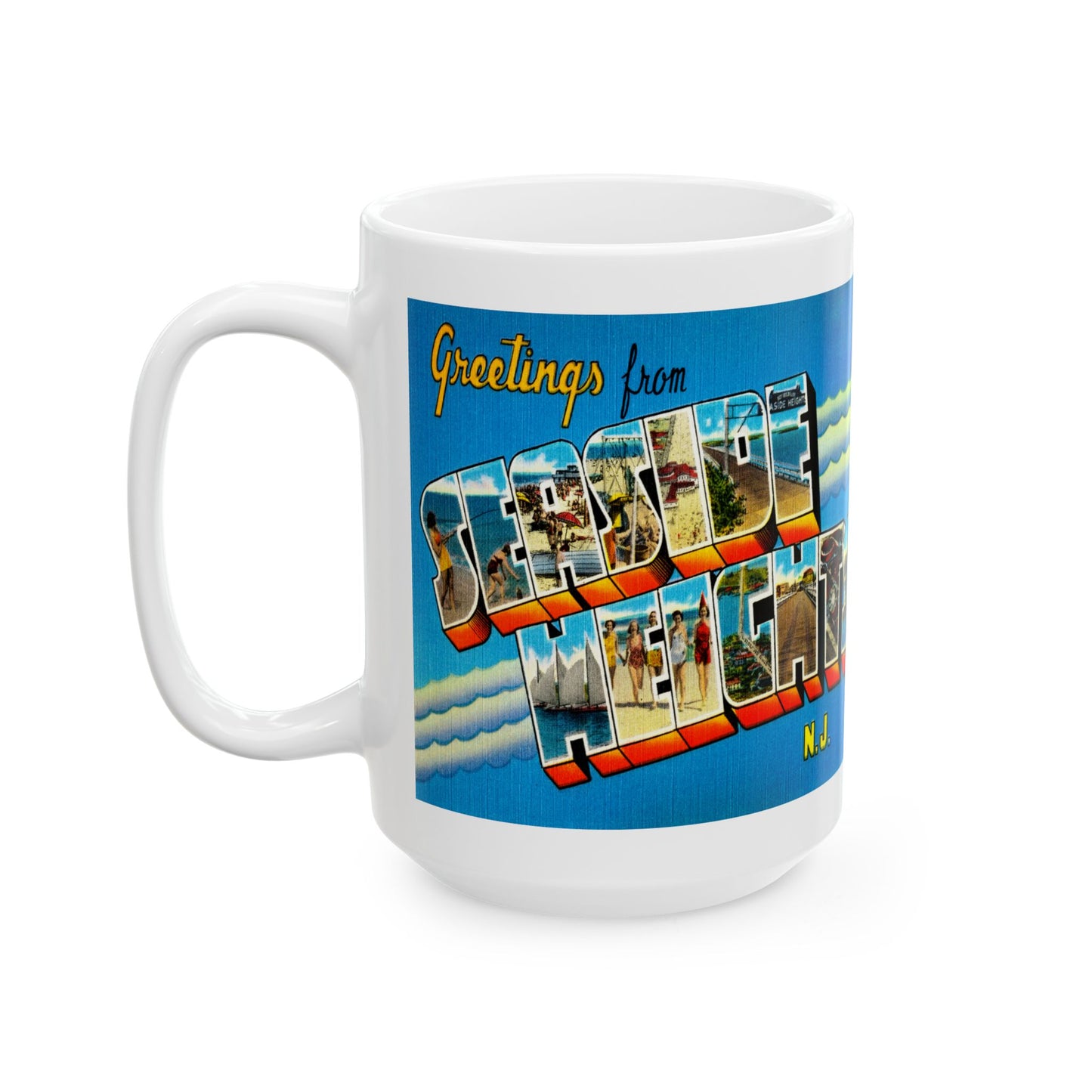 Memebly Vintage Greetings from Seaside Heights NJ New Jersey Coffee Mug