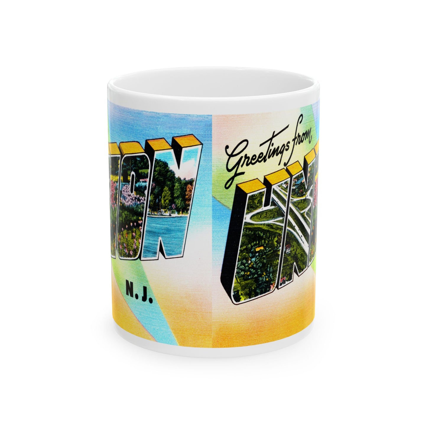 Memebly Vintage Greetings from Union NJ New Jersey Coffee Mug