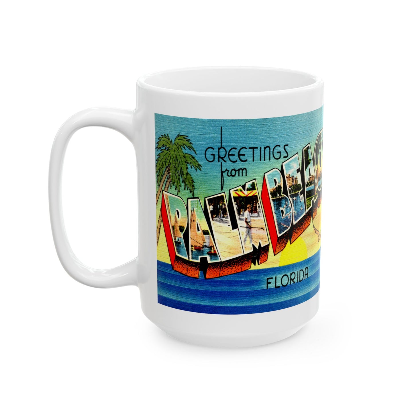 Memebly Retro Greetings from Palm Beach FL Florida Coffee Mug