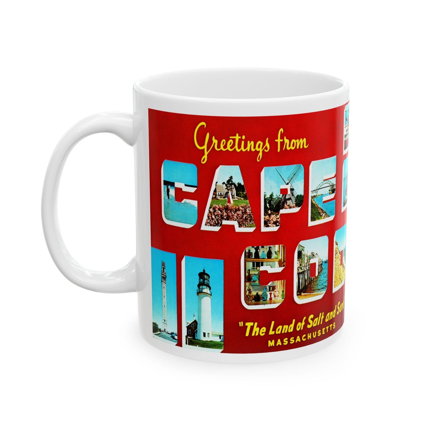 Memebly Retro 1950s Greetings from Cape Cod MA Massachusetts Coffee Mug