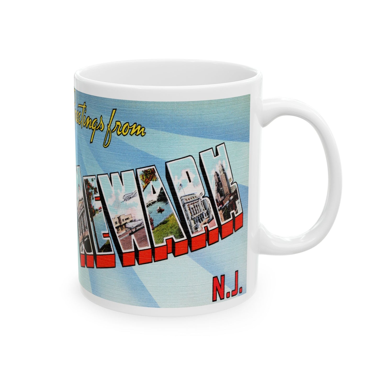 Memebly Vintage Greetings from Newark NJ New Jersey Coffee Mug