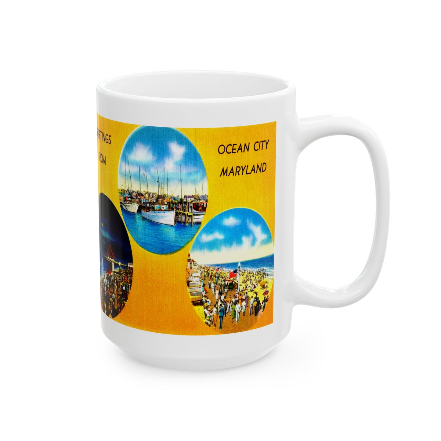 Memebly Scenic Retro Greetings from Ocean City MD Maryland Coffee Mug