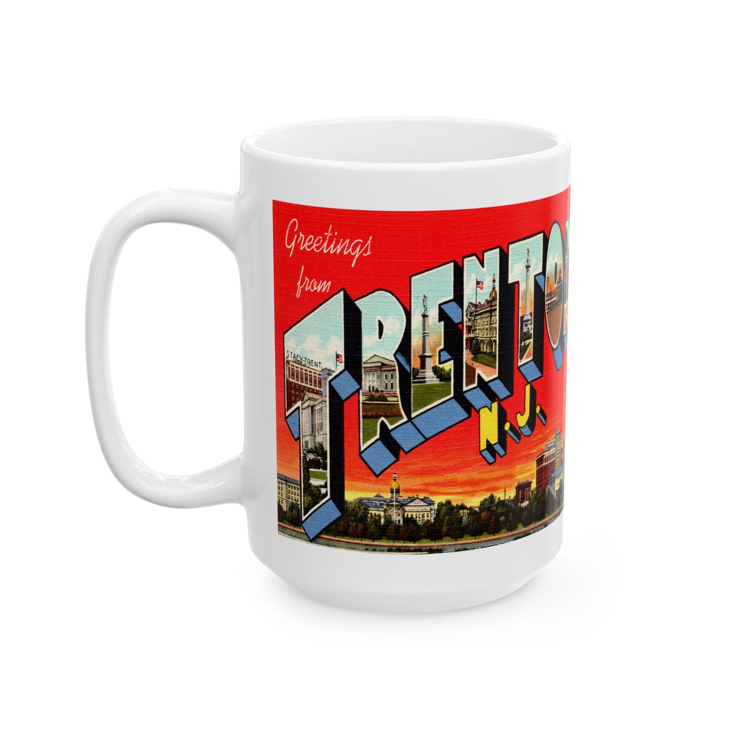 Memebly Vintage Greetings from Trenton NJ New Jersey Coffee Mug