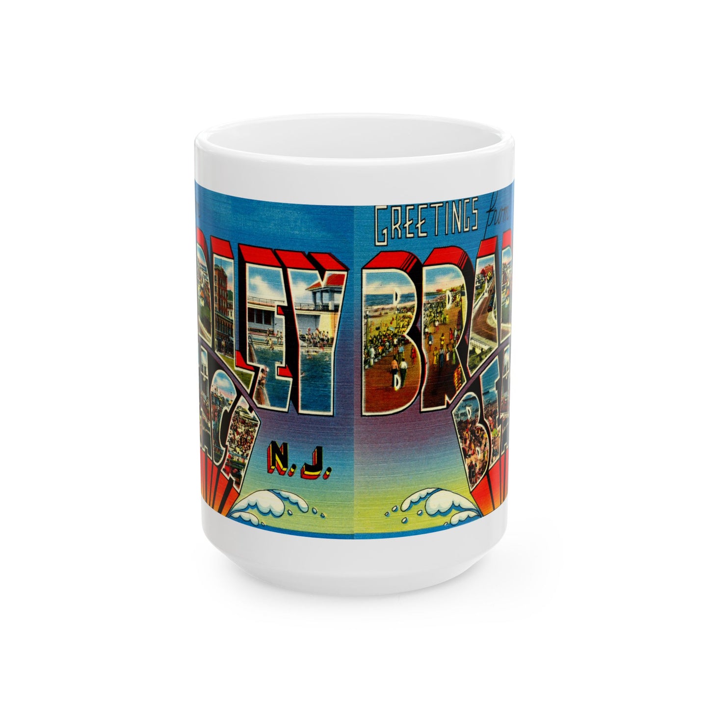 Memebly Vintage Greetings from Bradley Beach NJ New Jersey Coffee Mug