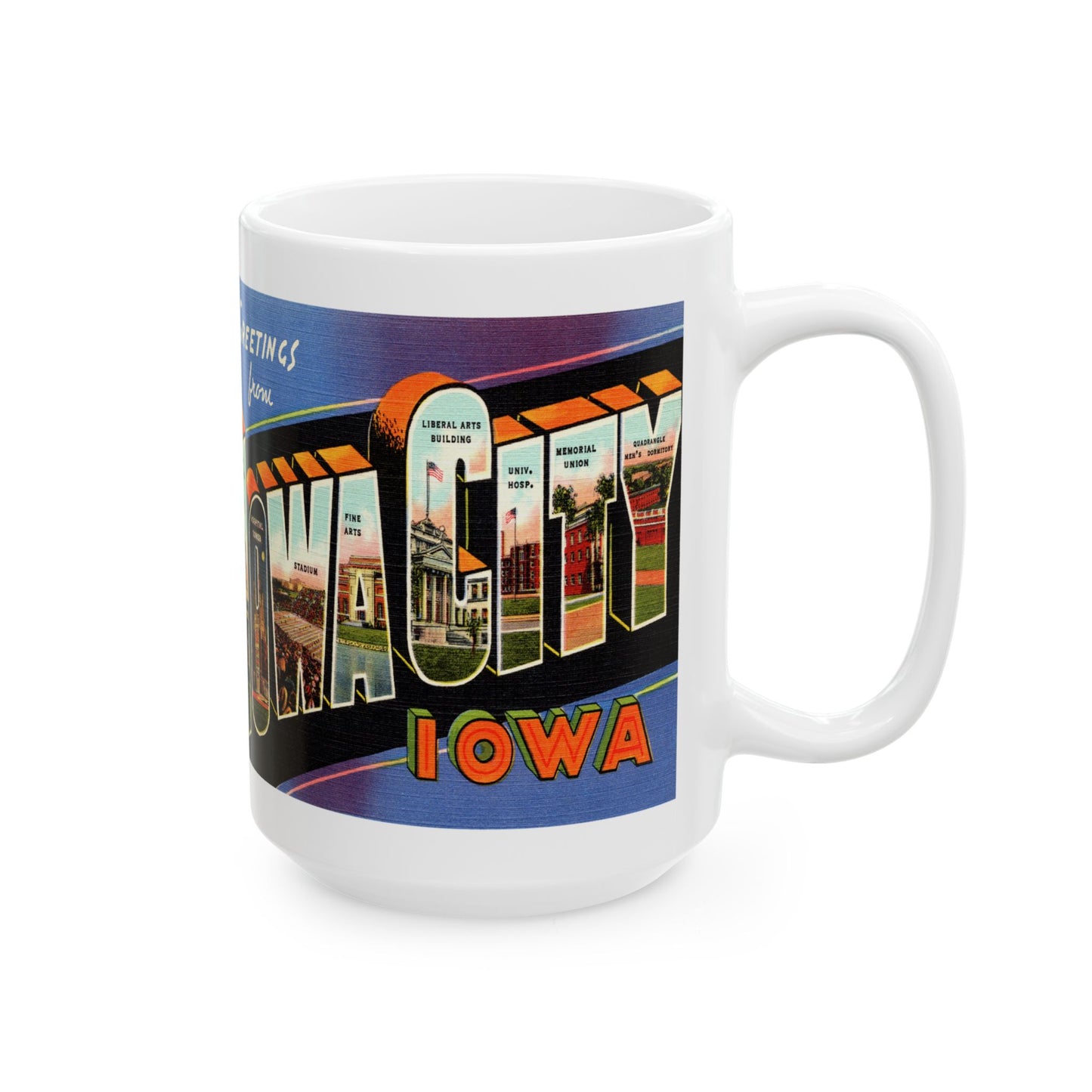 Memebly Vintage Greetings from Iowa City IA Coffee Mug