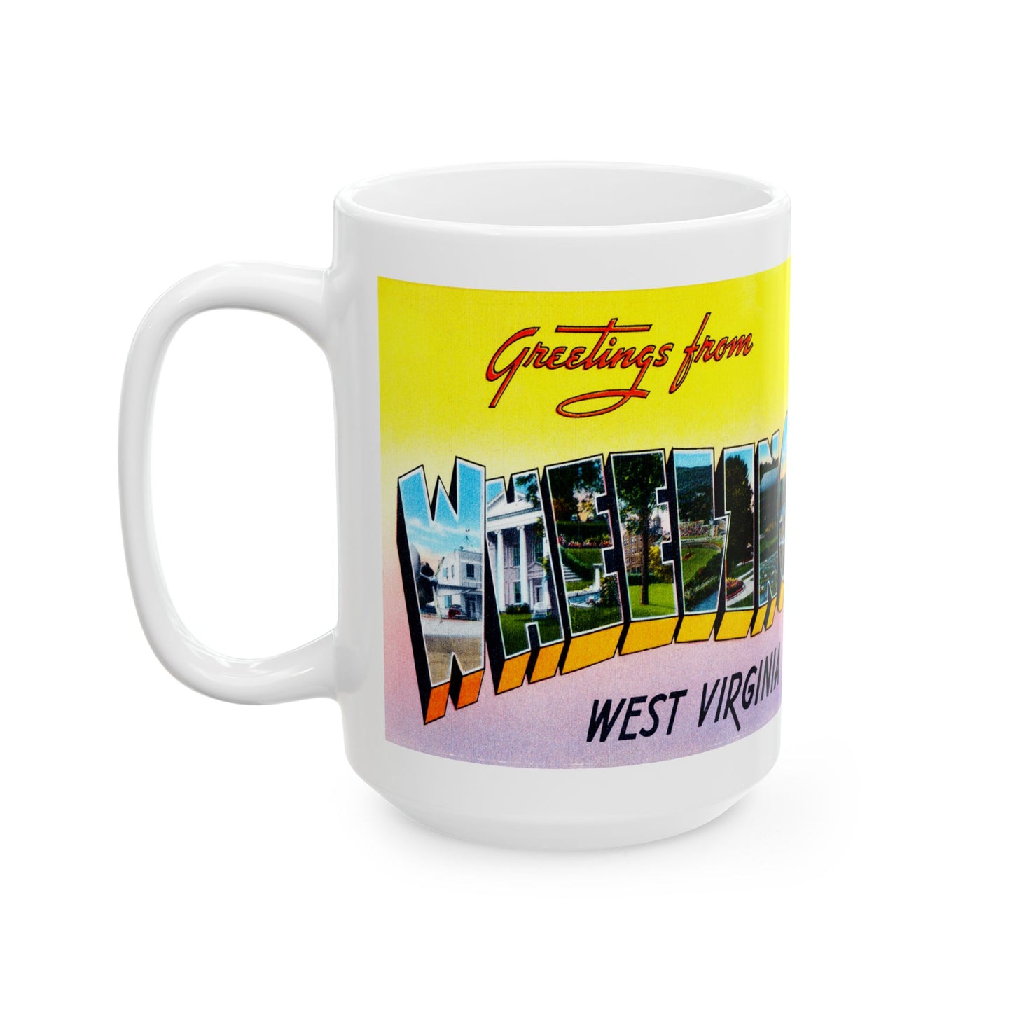 Memebly Vintage Greetings from Wheeling WV West Virginia Coffee Mug