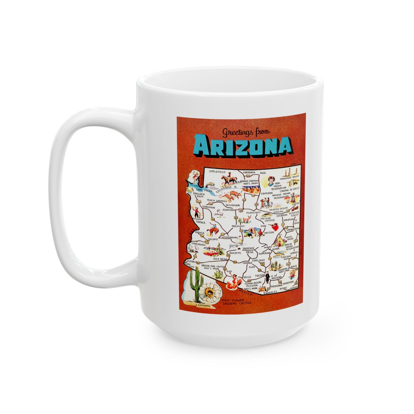 Memebly Vintage Greetings from Arizona AZ Map  Coffee Mug