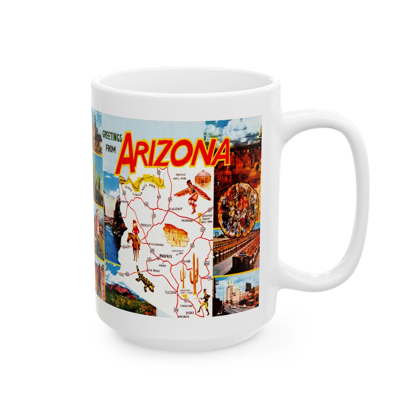 Memebly Vintage Scenic View AZ Arizona Map Coffee Mug