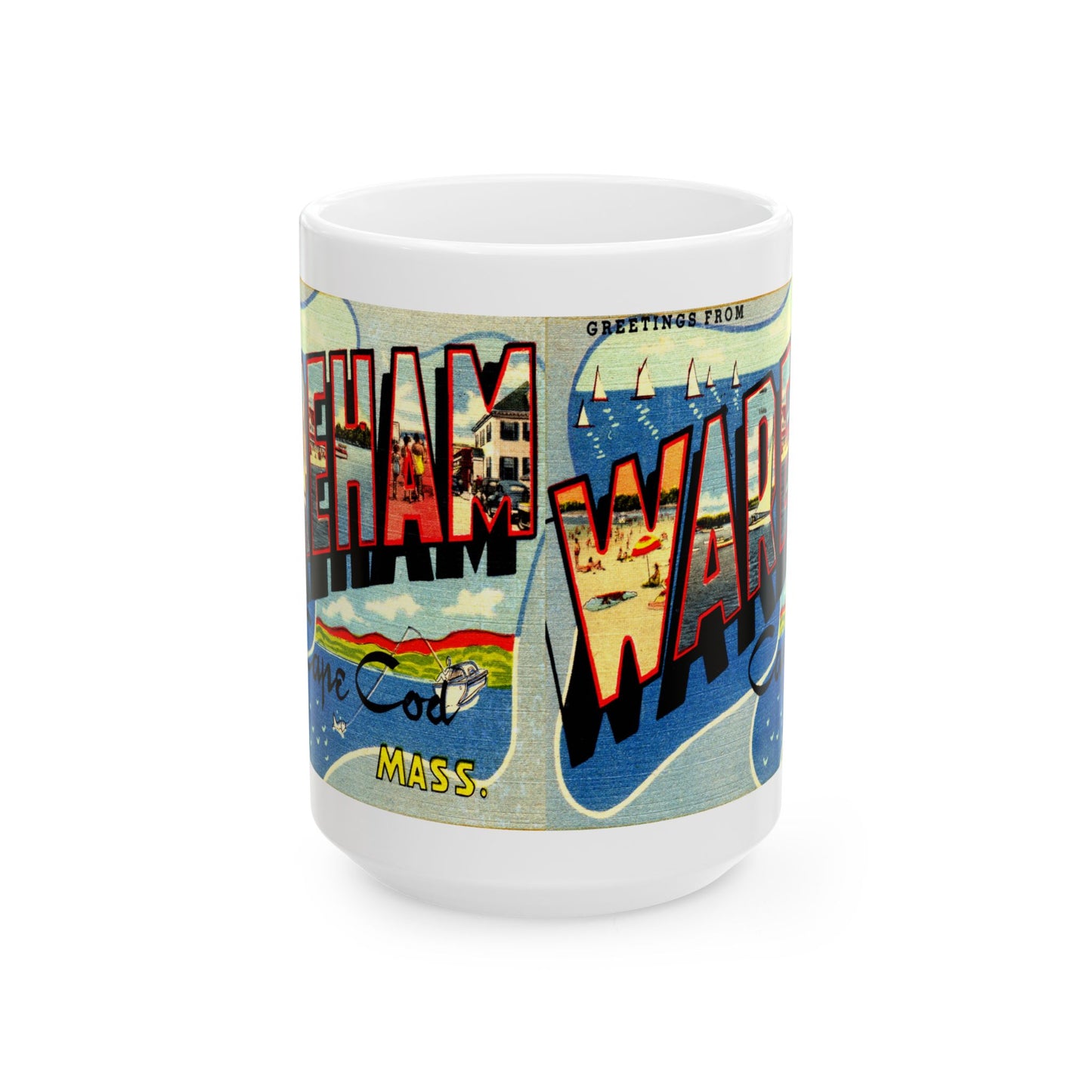 Memebly Scenic Vintage Greetings from Wareham Cape Cod MA Massachusetts Coffee Mug