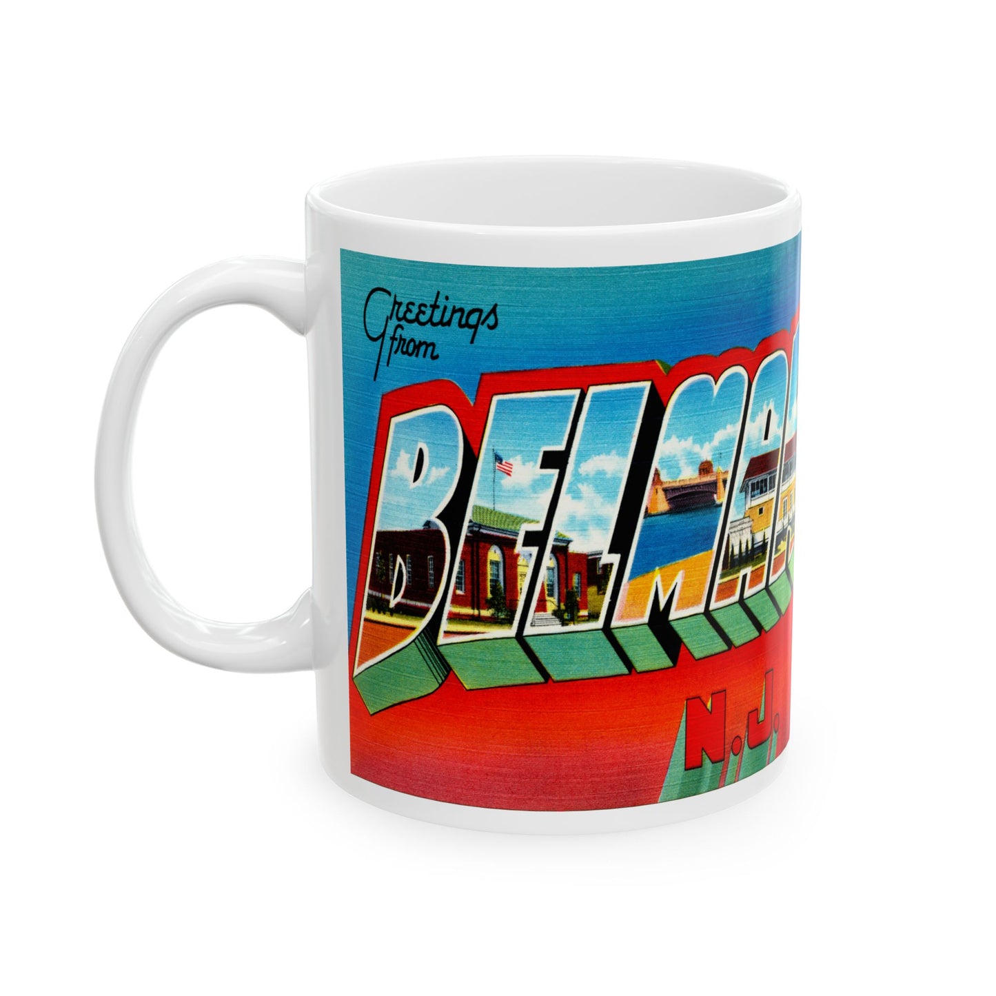 Memebly Vintage Greetings from Belmar NJ New Jersey Coffee Mug