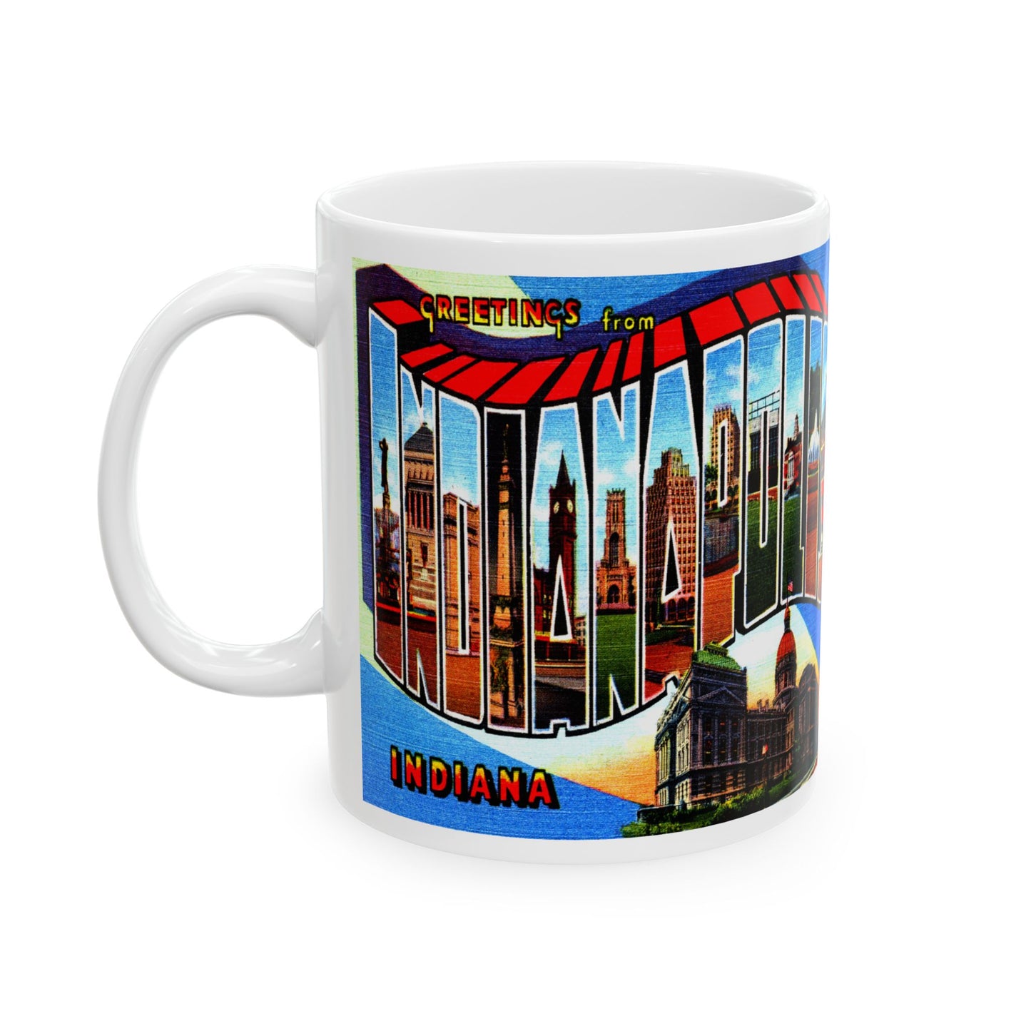 Memebly Colorful Retro Greetings from Indianapolis IN Indiana Coffee Mug