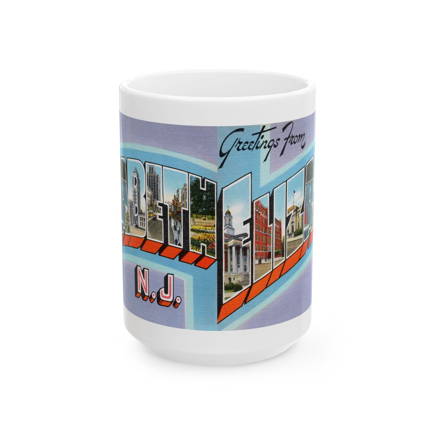 Memebly Vintage Greetings from Elizabeth NJ New Jersey Coffee Mug