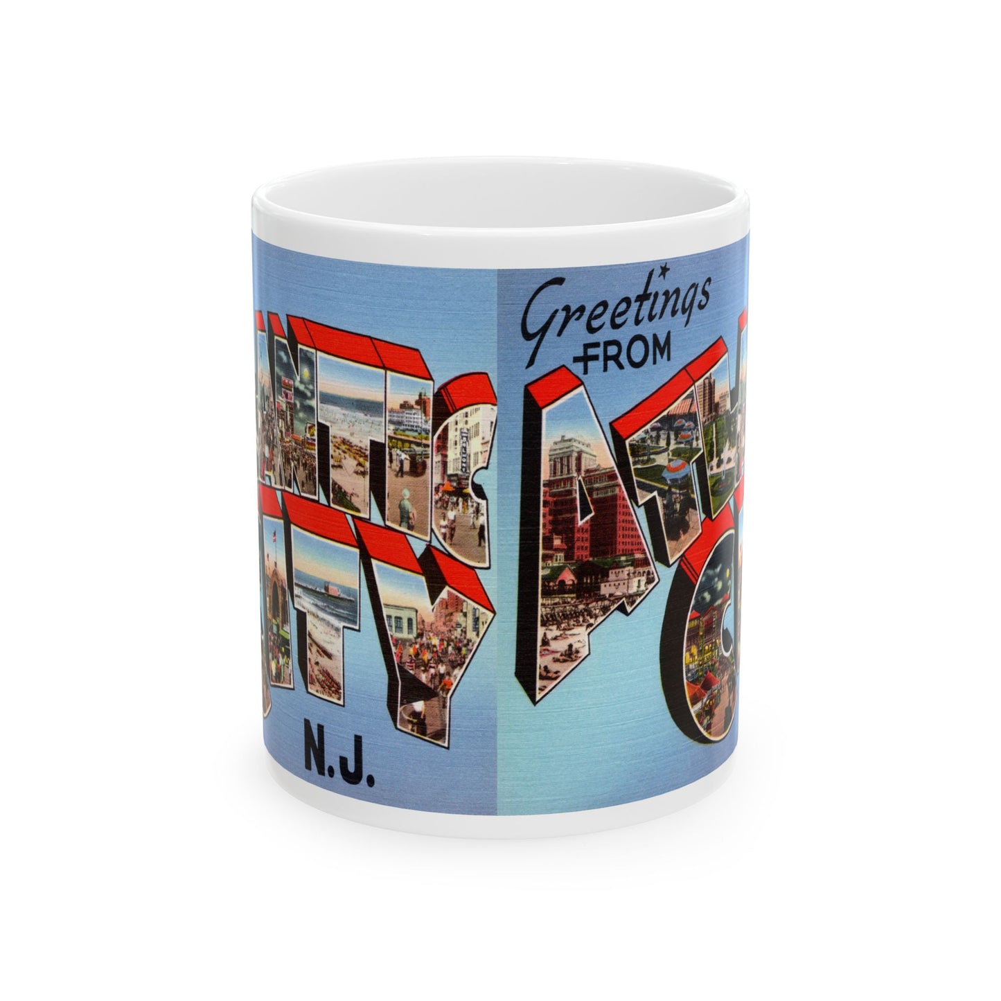 Memebly Scenic Retro Greetings from Atlantic City NJ New Jersey Coffee Mug