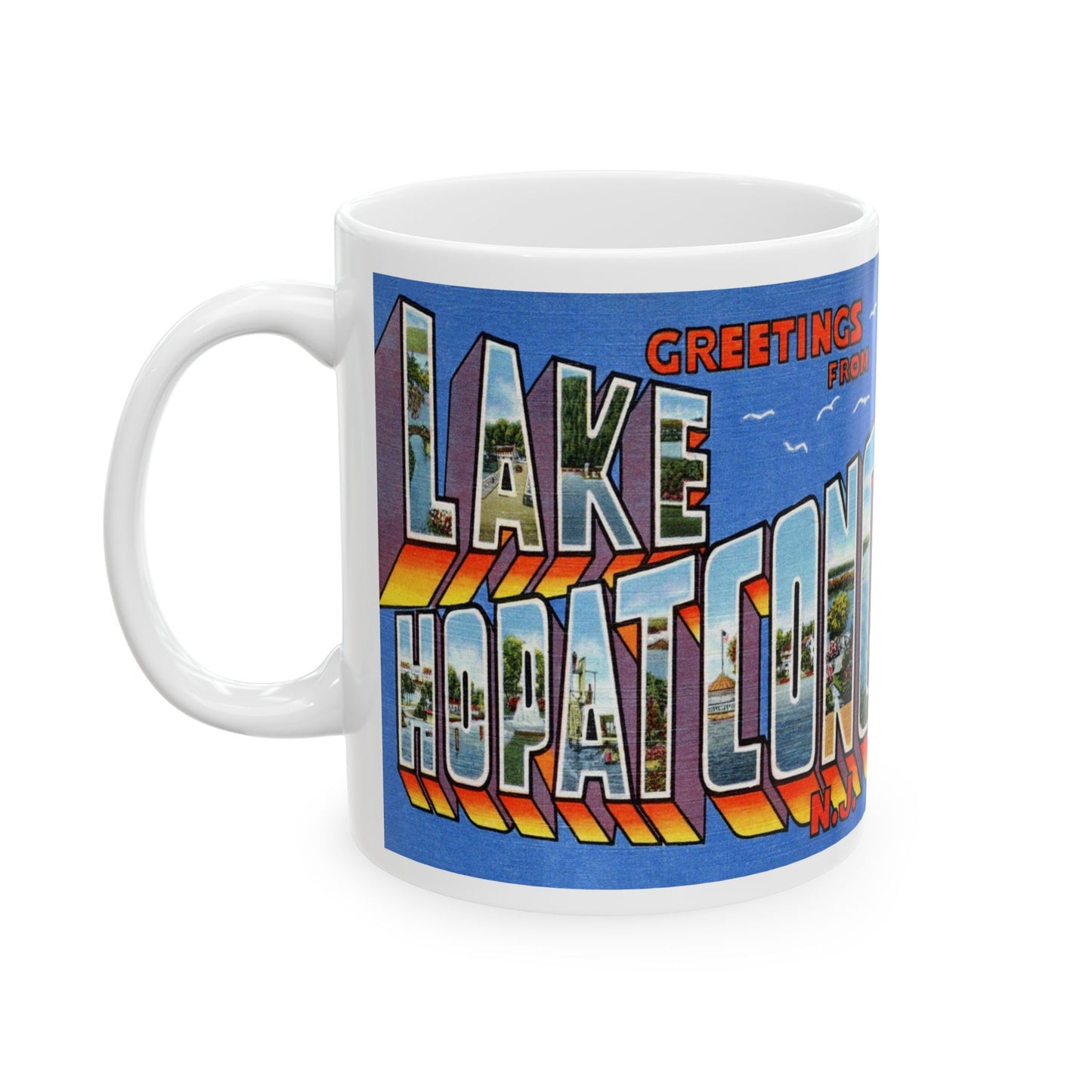 Memebly Vintage Greetings from Lake Hopatcong NJ New Jersey Coffee Mug