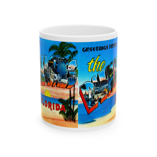 Memebly Colorful Vintage Greetings from the Palm Beaches FL Florida Coffee Mug