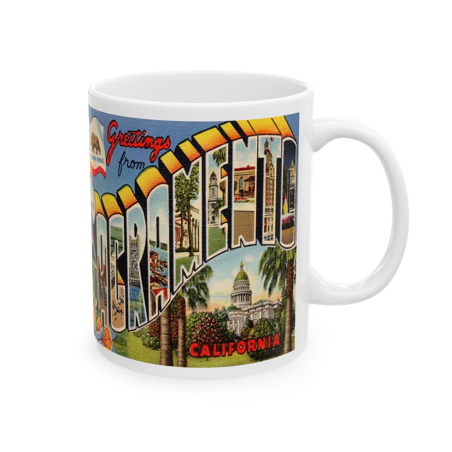 Memebly Retro Greetings from Sacremento CA California Coffee Mug