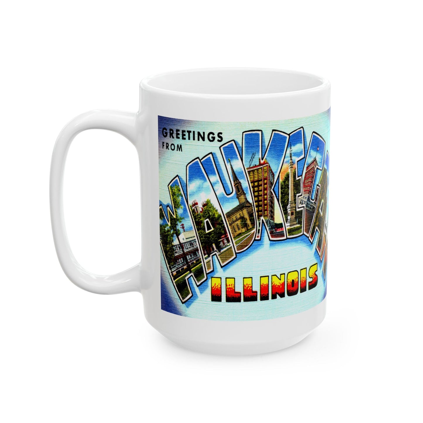 Memebly Vintage Greetings from Waukegan IL Coffee Mug