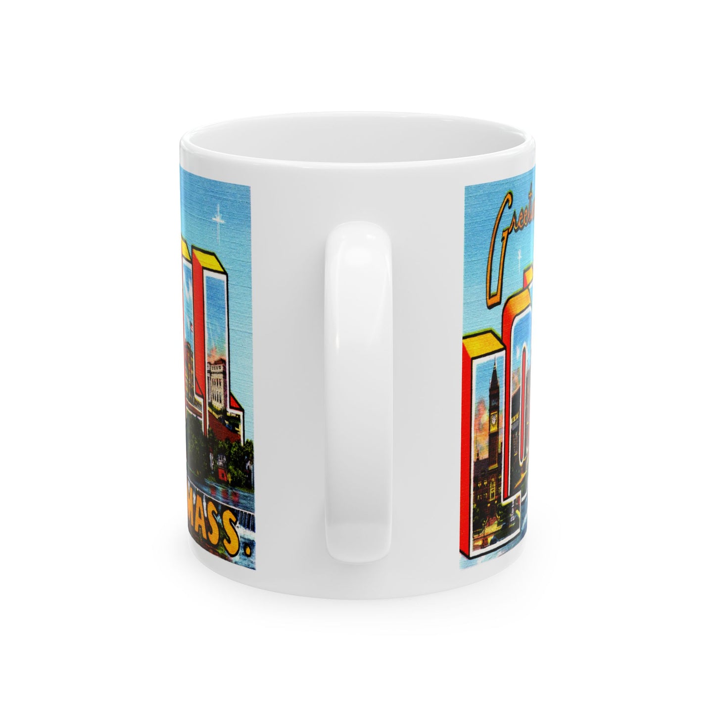 Memebly Vintage Greetings from Lowell MA Massachusetts Coffee Mug