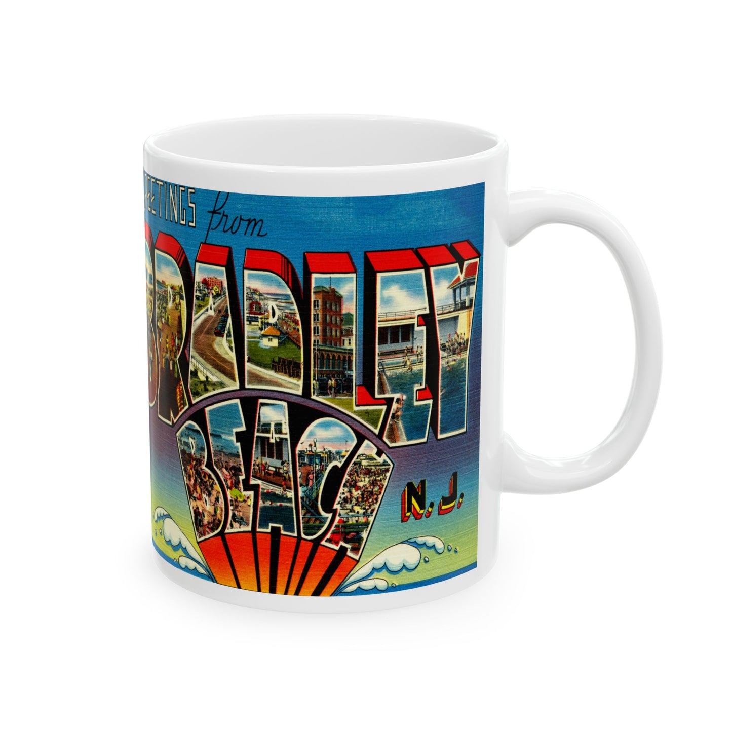 Memebly Vintage Greetings from Bradley Beach NJ New Jersey Coffee Mug