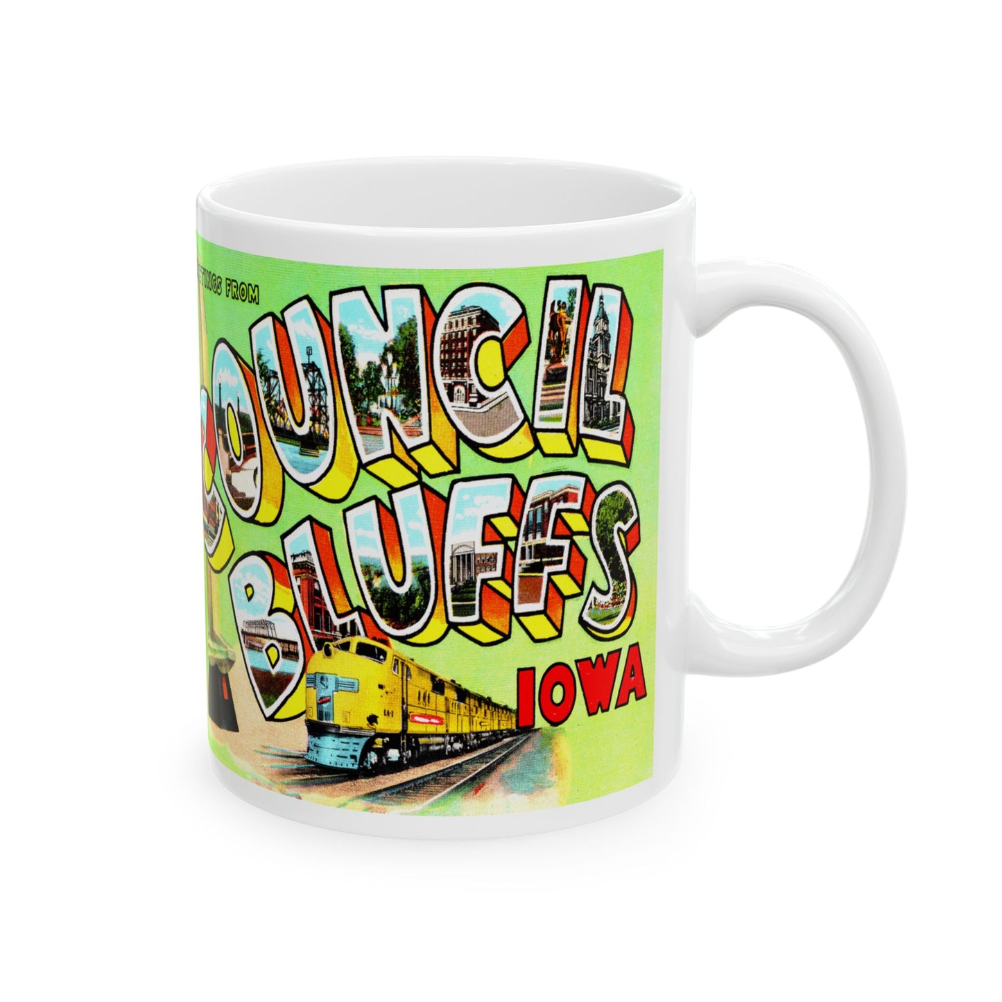 Memebly Vintage Greetings from Council Bluffs IA Coffee Mug