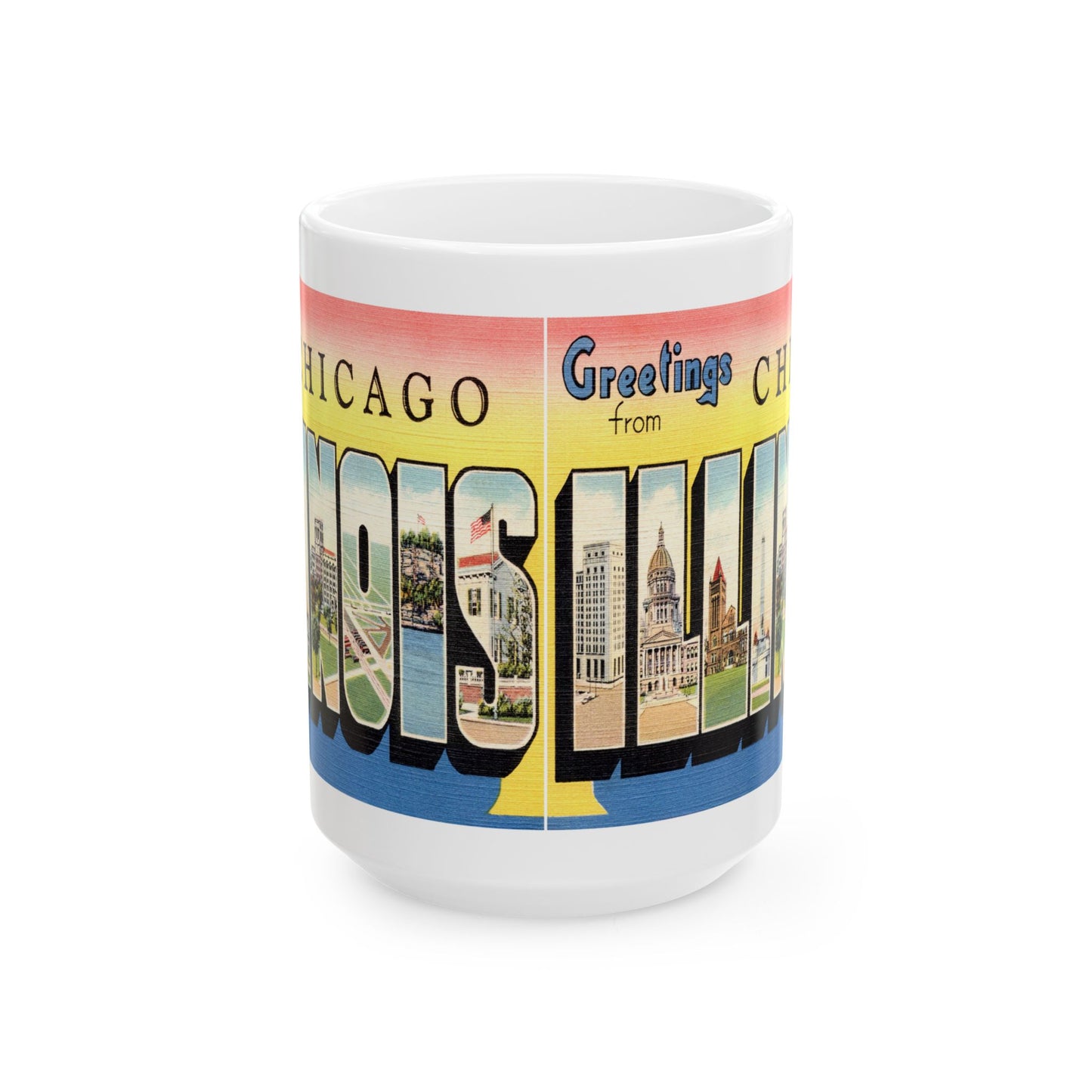 Memebly Colorful Retro Greetings from Chicago IL Coffee Mug