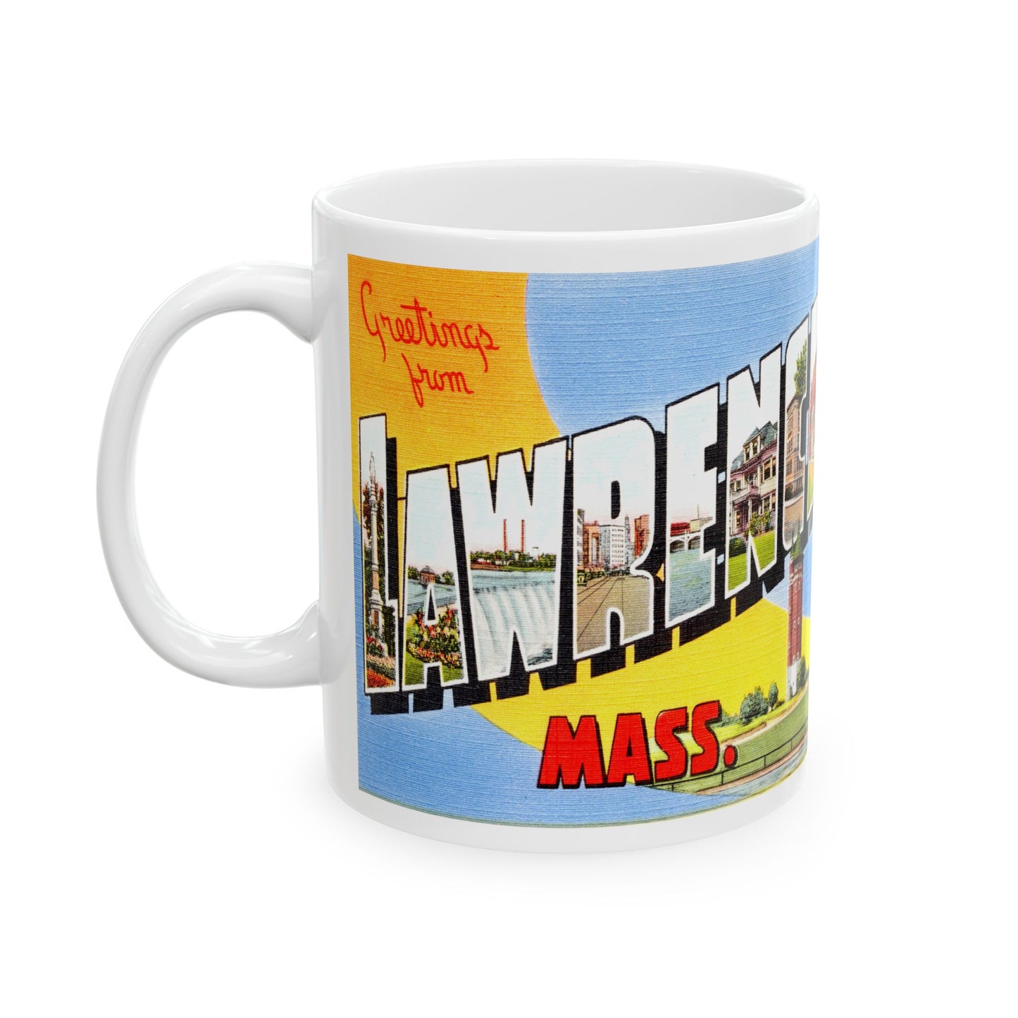 Memebly Scenic Vintage Greetings from Lawrence MA Massachusetts Coffee Mug