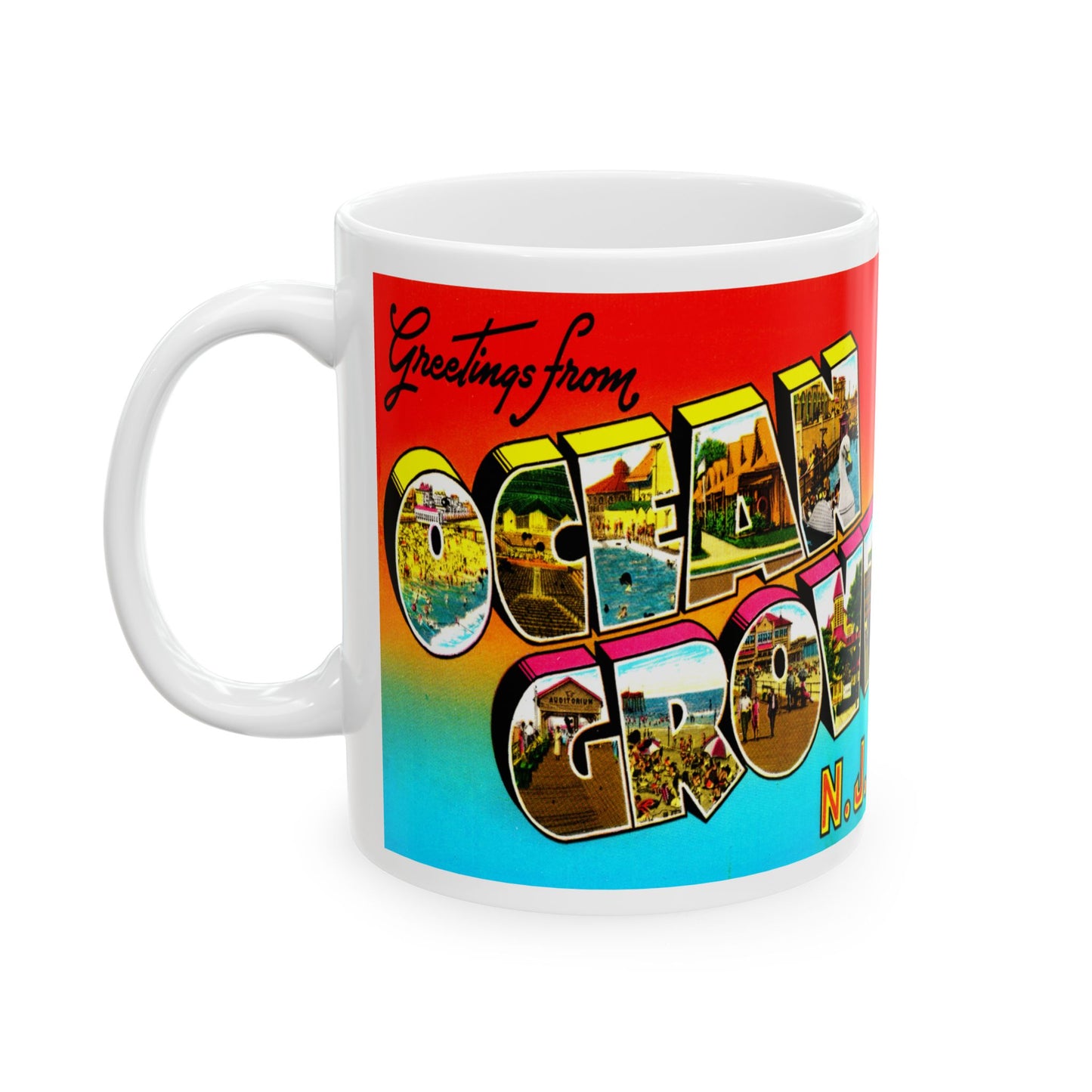 Memebly Vintage Greetings from Ocean Grove NJ New Jersey Coffee Mug