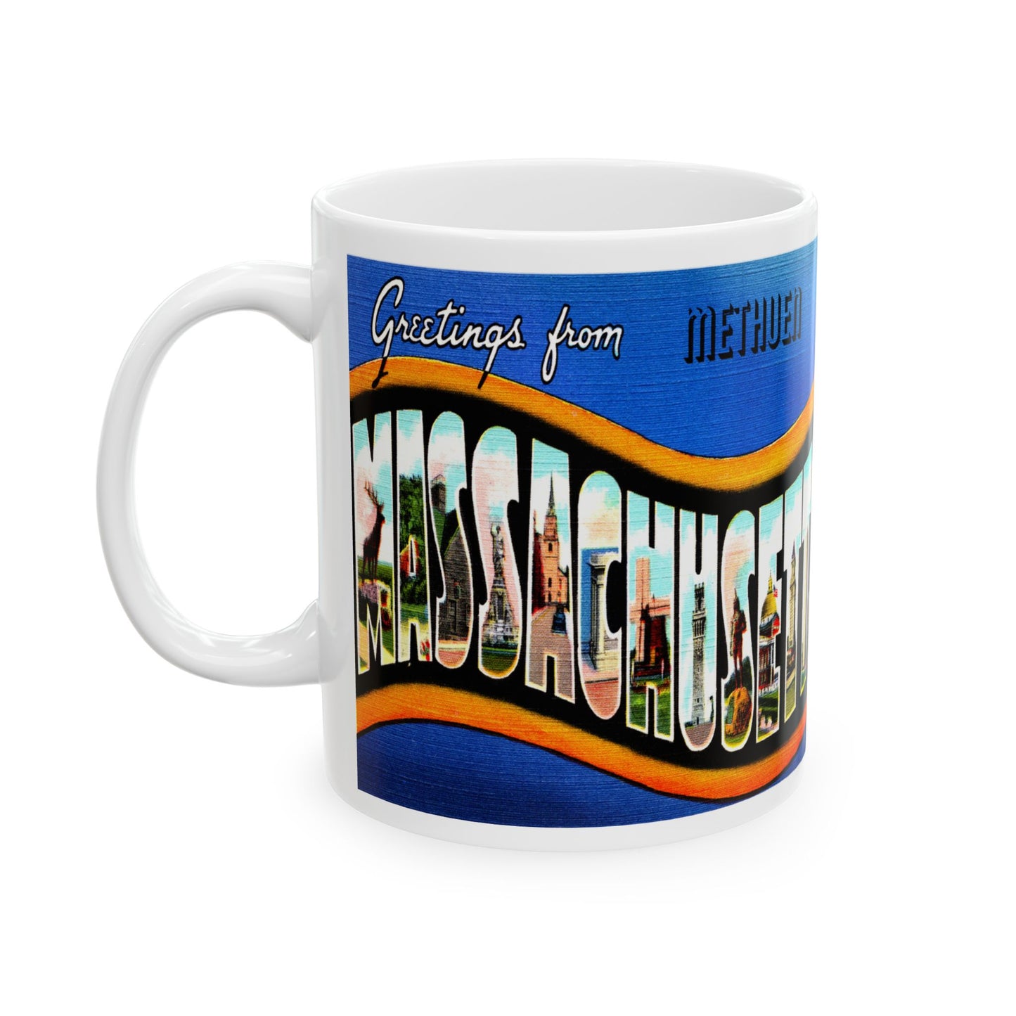 Memebly Vintage Greetings from Methuen Massachusetts MA Coffee Mug