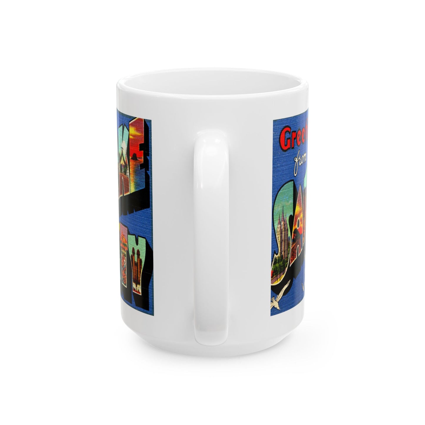 Memebly Colorful Retro Greetings from Salt Lake City UT Utah Coffee Mug