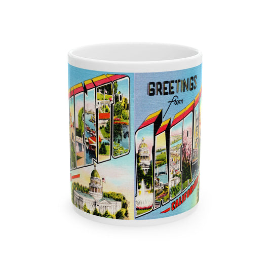 Memebly Vintage Greetings from Sacremento CA California Coffee Mug