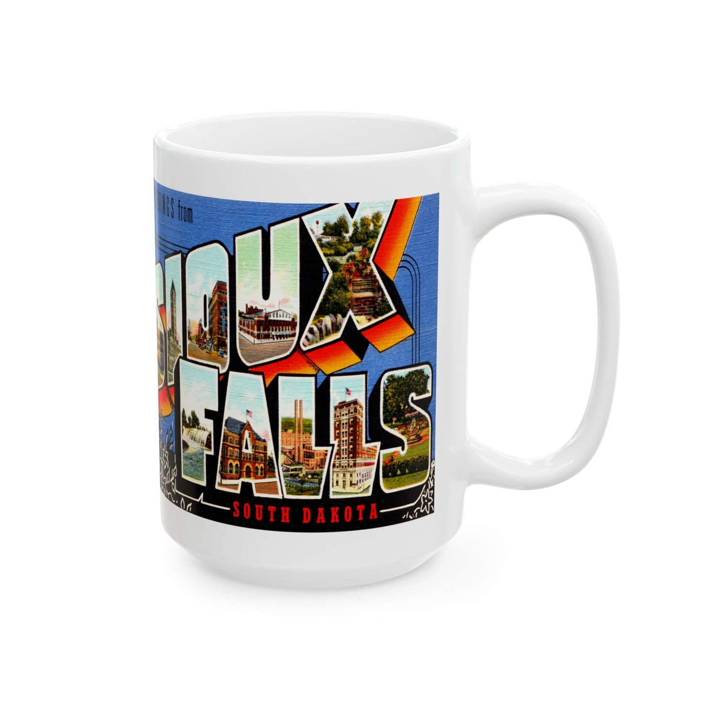 Memebly Vintage Greetings from Sioux Falls SD South Dakota Coffee Mug