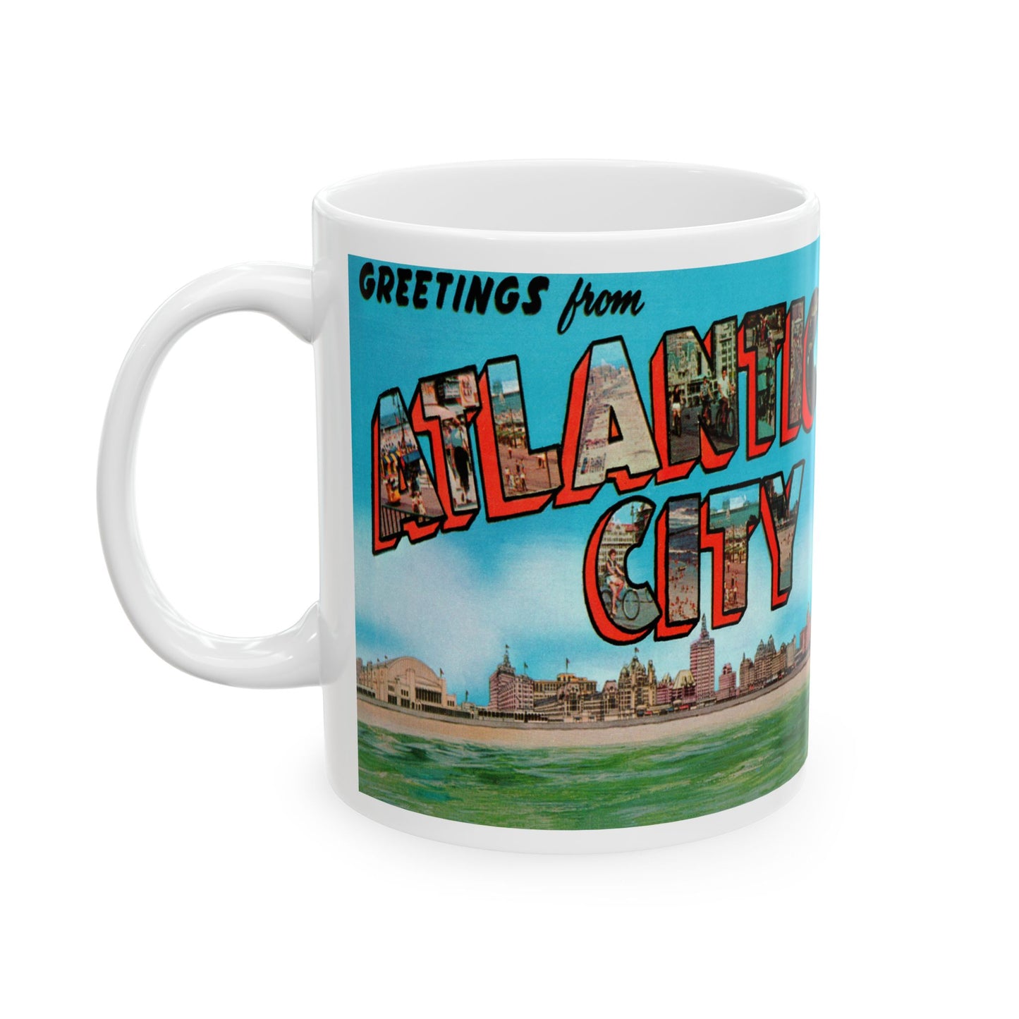 Memebly Retro 1950s Greetings from Atlantic City NJ New Jersey Coffee Mug