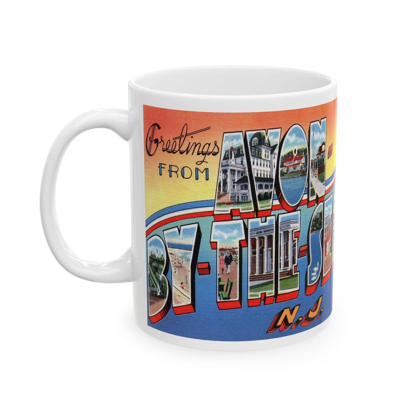 Memebly Vintage Greetings from Avon by the Sea NJ New Jersey Coffee Mug