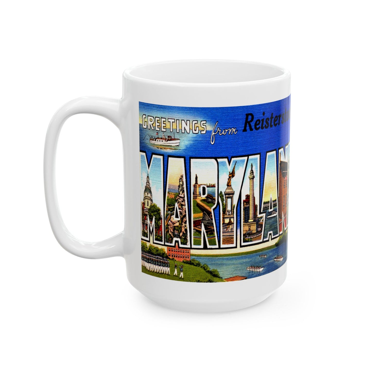 Memebly Vintage Greetings from Reisterstown MD Maryland Coffee Mug