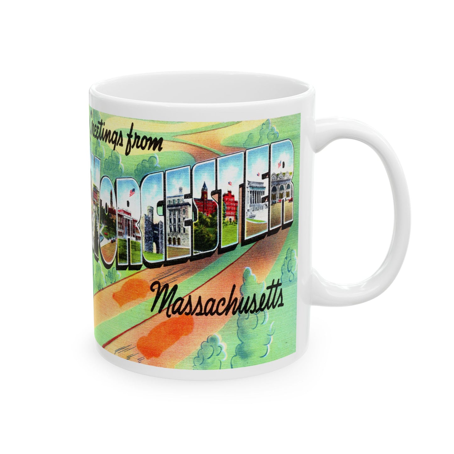 Memebly Retro Greetings from Worcester MA Massachusetts Coffee Mug