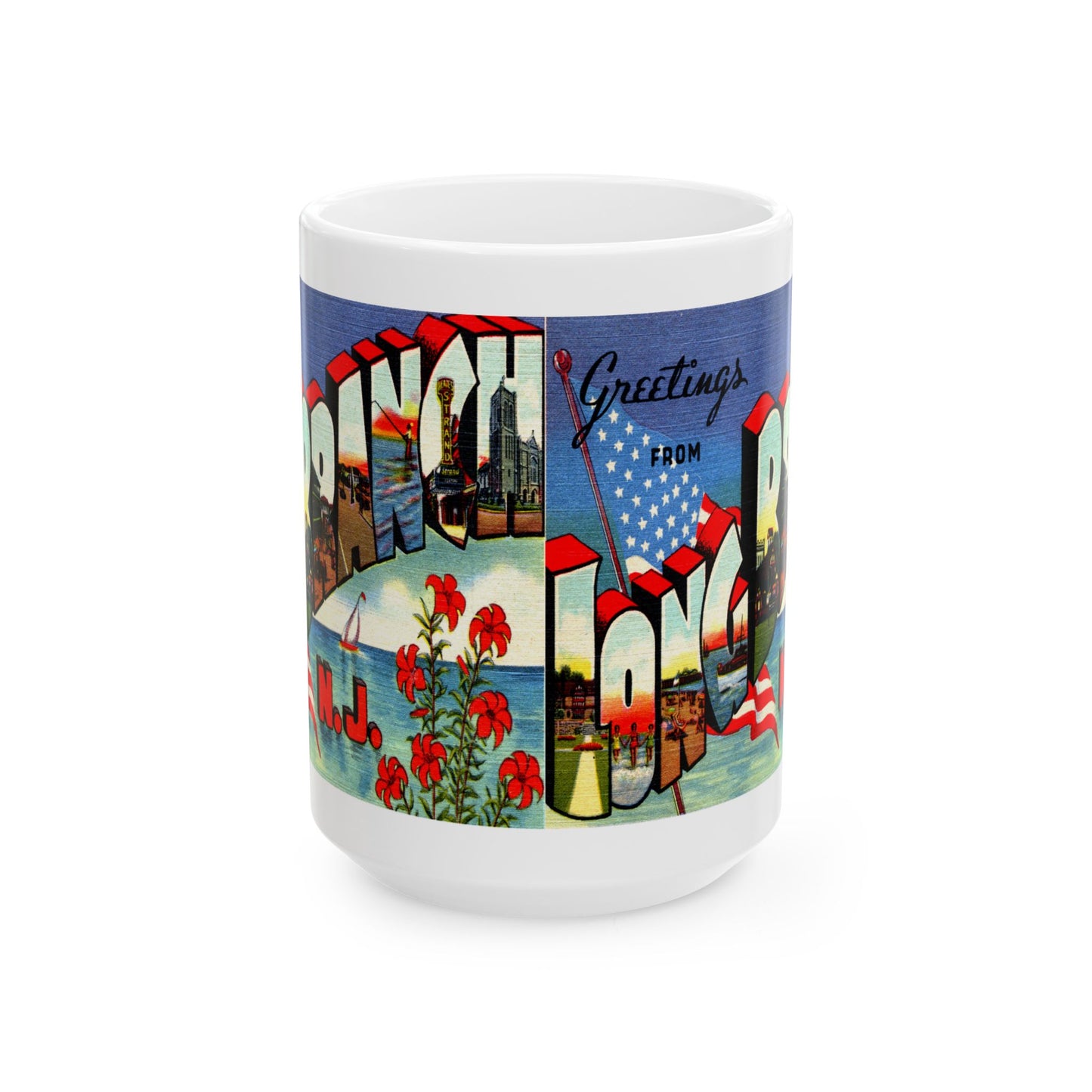 Memebly Vintage Greetings from Long Branch NJ New Jersey Coffee Mug