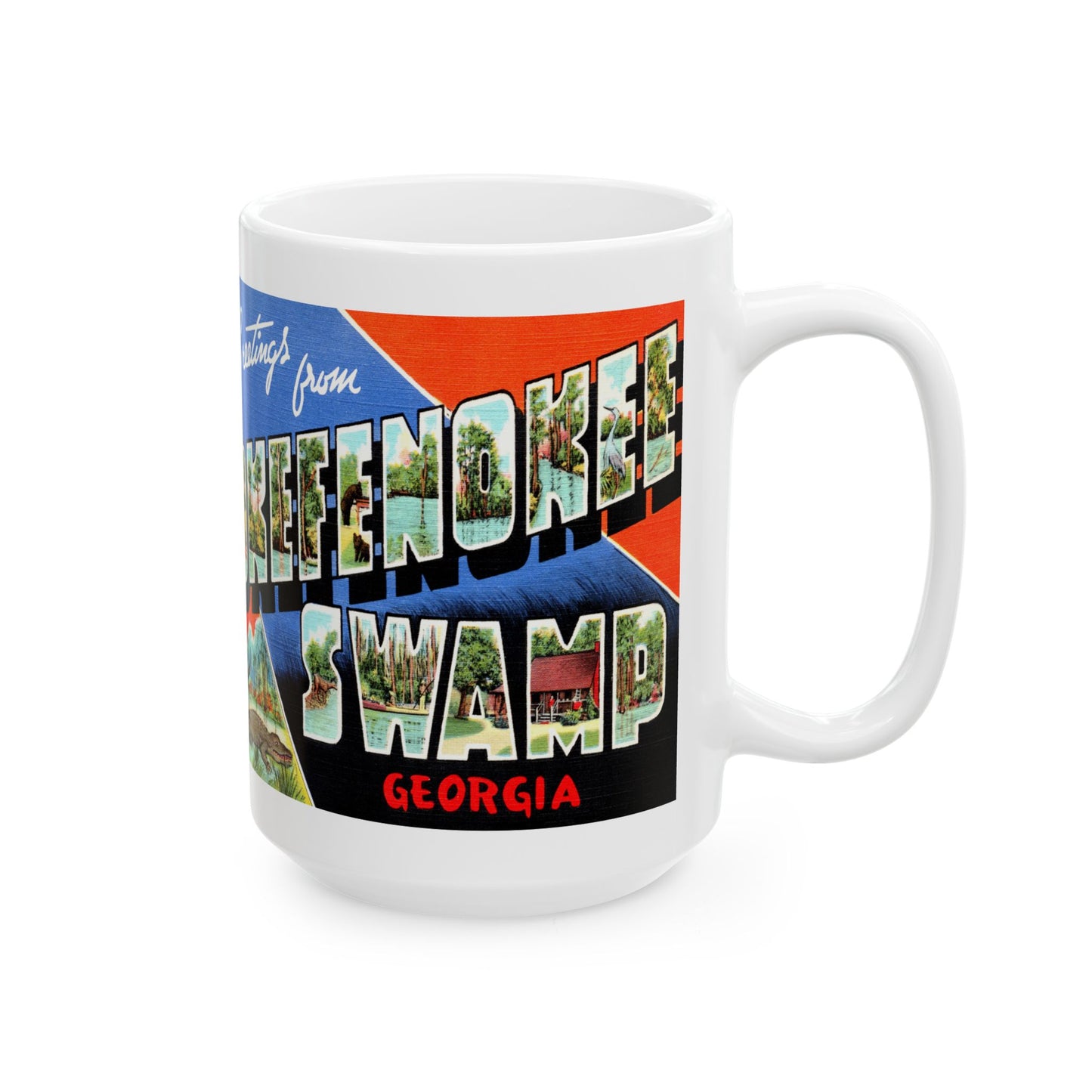 Memebly Vintage Greetings from Okefenokee Swamp GA Coffee Mug