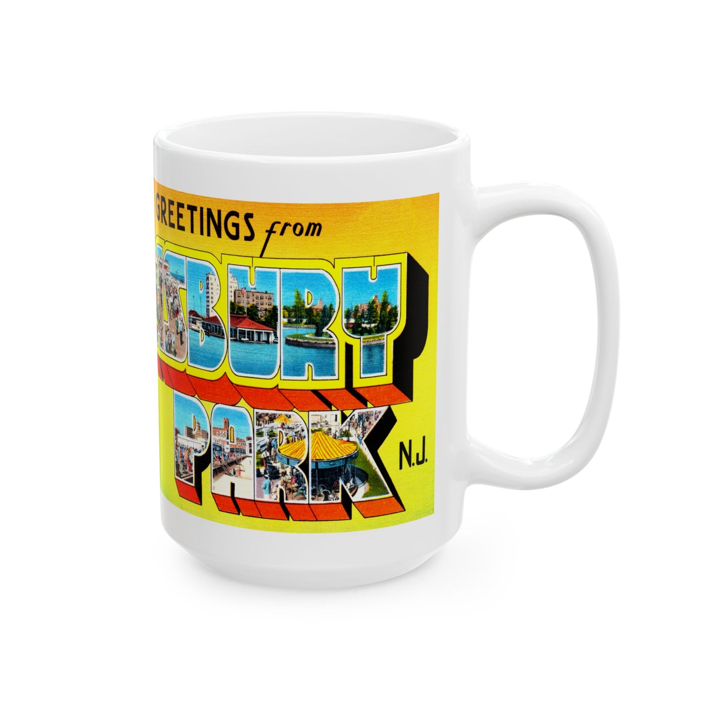 Memebly Bright Vintage Greetings from Asbury Park NJ New Jersey Coffee Mug