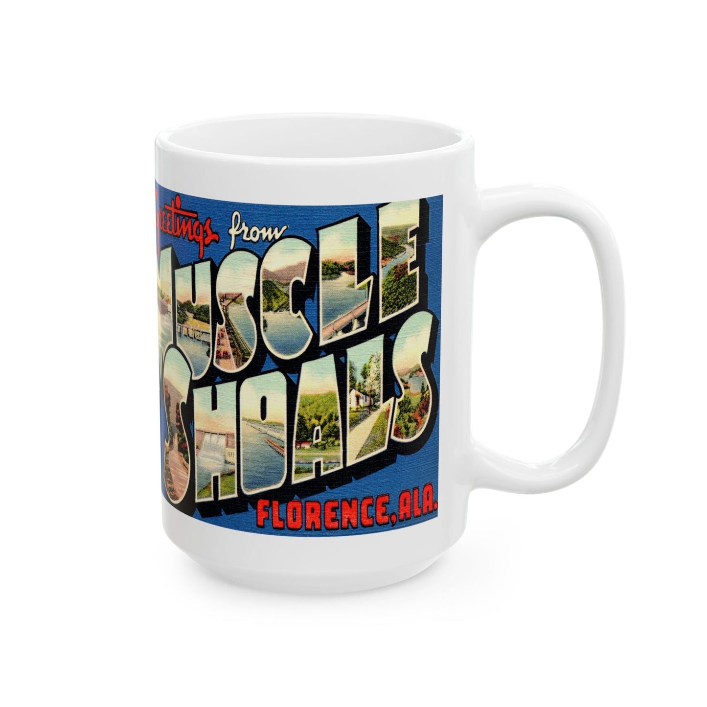 Memebly Retro Greetings from Muscle Shoals AL Coffee Mug