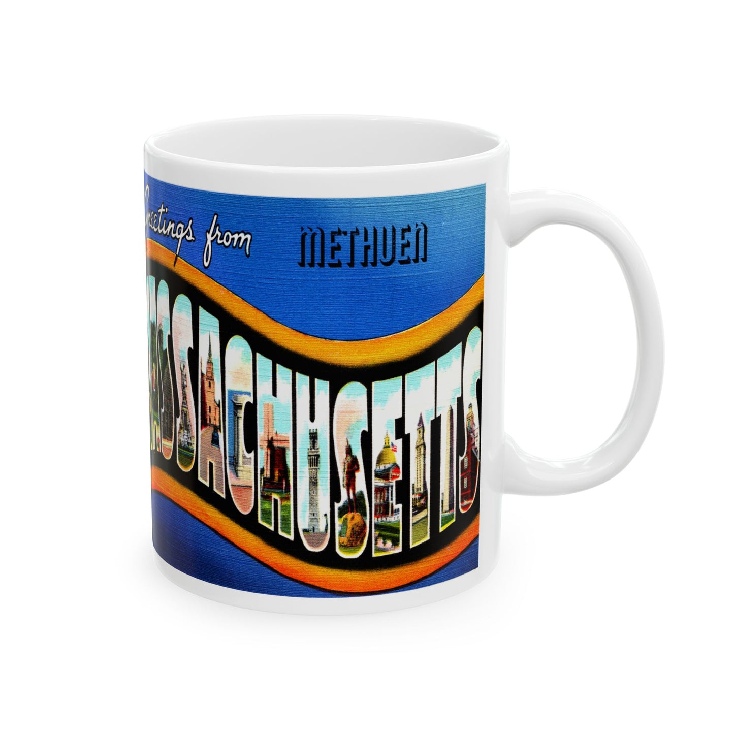 Memebly Vintage Greetings from Methuen Massachusetts MA Coffee Mug