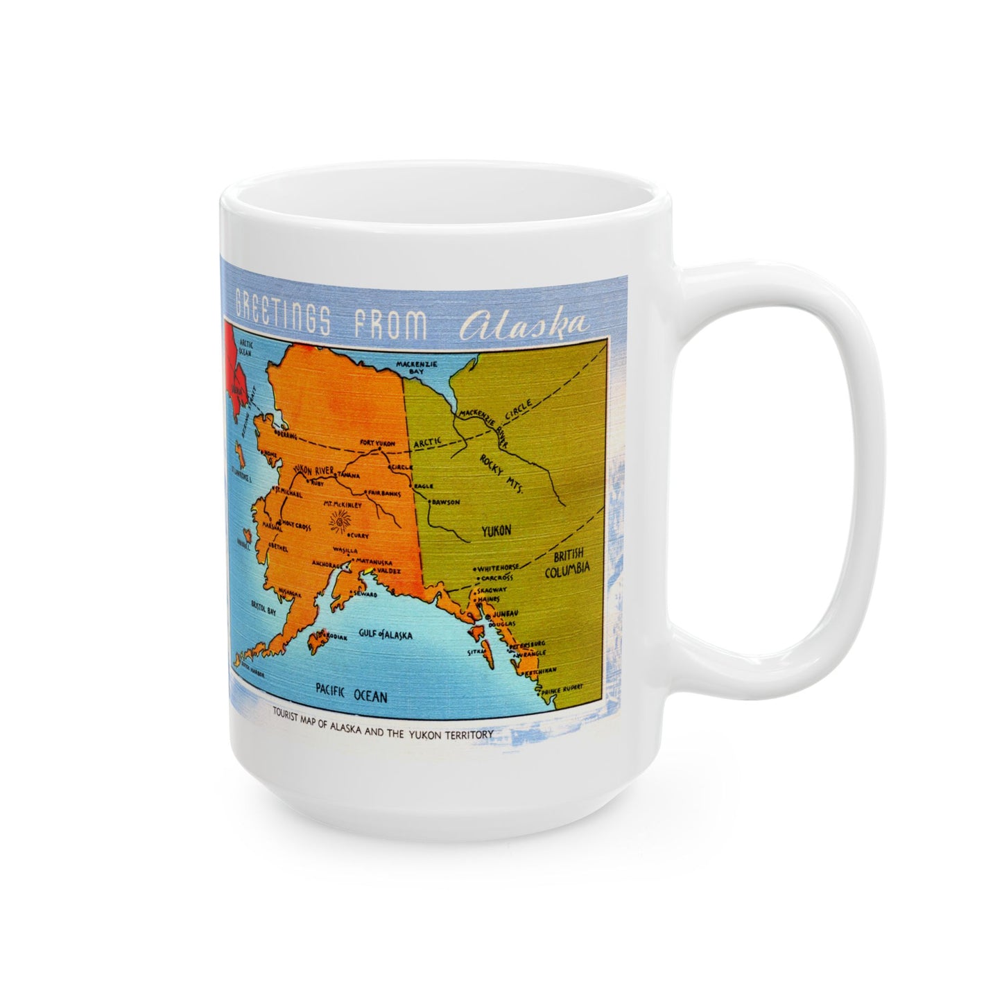 Memebly Vintage Greetings from Alaska Map Coffee Mug